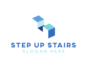 Staircase - 3d Cube Stairs logo design