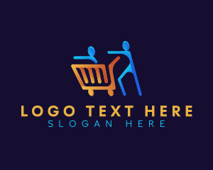 Supermarket - Family Shopping Cart logo design