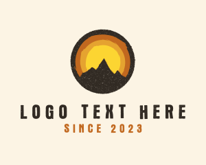 Old Fashioned - Rustic Mountain Sunset Badge logo design