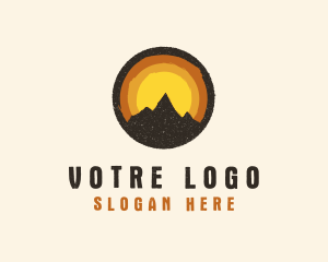 Rustic Mountain Sunset Badge Logo