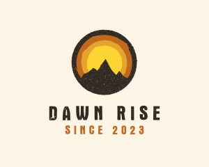 Rustic Mountain Sunset Badge logo design