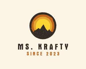 Dawn - Rustic Mountain Sunset Badge logo design