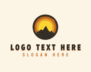 Retro - Rustic Mountain Sunset Badge logo design