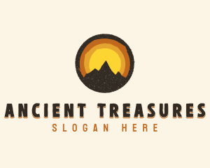 Rustic Mountain Sunset Badge logo design