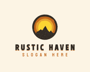 Rustic Mountain Sunset Badge logo design