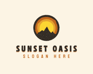 Rustic Mountain Sunset Badge logo design