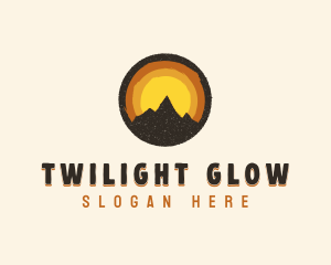 Rustic Mountain Sunset Badge logo design