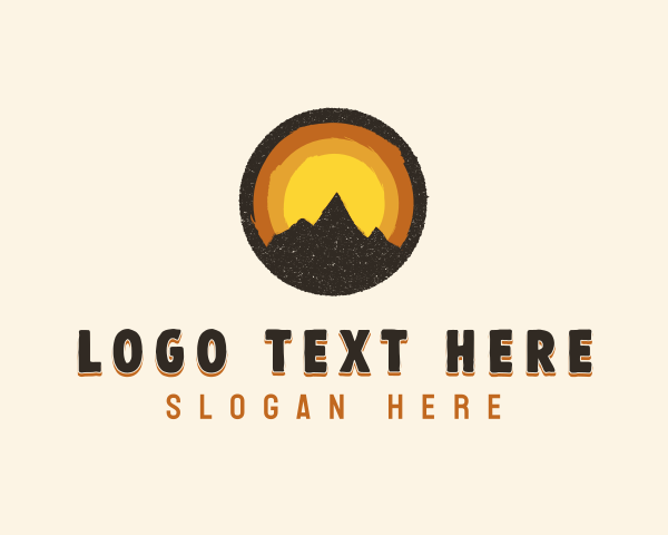 Adventure - Rustic Mountain Sunset Badge logo design