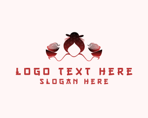 Lady - Chinese Noodle Woman logo design