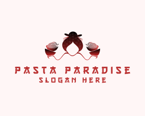 Pasta - Chinese Noodle Woman logo design