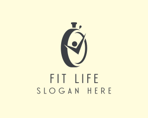 Human Fitness Clock  logo design