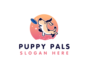 Puppy - Dog Puppy Frisbee logo design