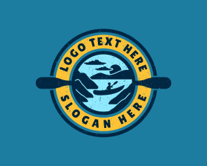 Blue Girl - Kayak Paddle Travel logo design