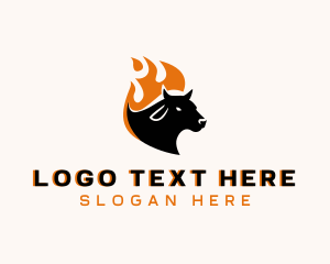 Steakhouse - Flaming Hot Cow logo design