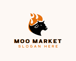 Cow - Flaming Hot Cow logo design