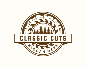 Wood Cutting Saw logo design