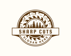 Wood Cutting Saw logo design