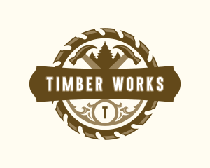 Saw Hammer Woodwork logo design