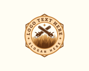 Woodcutter - Forest Chainsaw Woodwork logo design