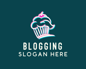 Pastry - Anaglyph Cupcake Glitch logo design