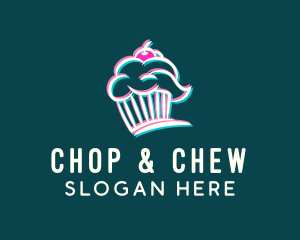 Sweet - Anaglyph Cupcake Glitch logo design