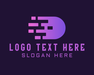 Negative Space - Digital Bullet Letter D logo design