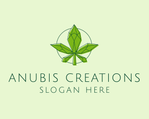 Minimalist Marijuana Leaf  logo design