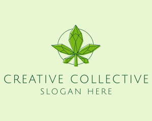 Minimalist Marijuana Leaf  logo design