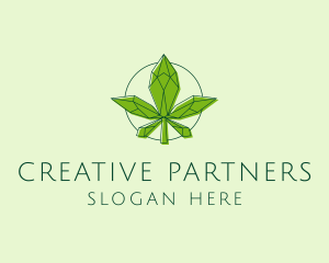 Minimalist Marijuana Leaf  logo design