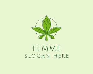 Minimalist Marijuana Leaf  logo design