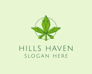 Minimalist Marijuana Leaf  logo design