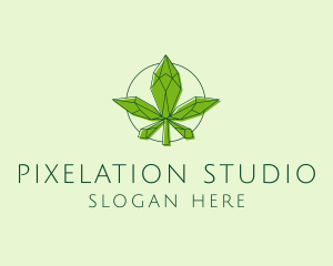 Minimalist Marijuana Leaf  logo design