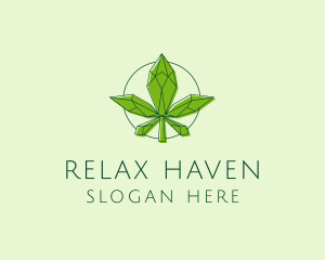 Minimalist Marijuana Leaf  logo design