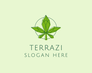 Minimalist Marijuana Leaf  logo design