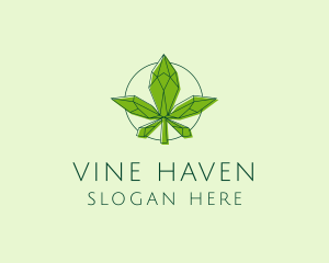 Minimalist Marijuana Leaf  logo design