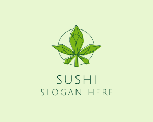 Minimalist Marijuana Leaf  logo design