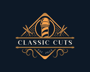 Sleek Grooming Barber Scissors logo design