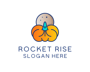 Moon Rocket Launch logo design