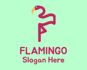Flamingo Bird Flag logo design