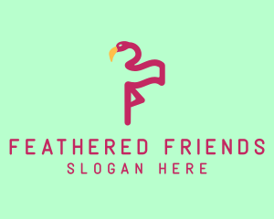 Flamingo Bird Flag logo design