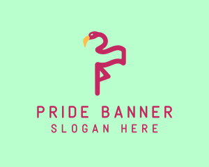 Flamingo Bird Flag logo design