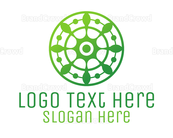 Green Floral Shield Logo