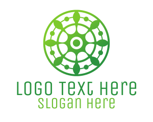 Native - Green Floral Shield logo design