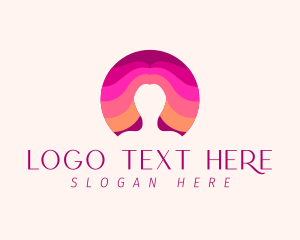 Hairstyle - Woman Colorful Hair logo design