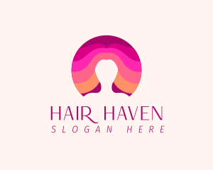 Haircare - Woman Colorful Hair logo design