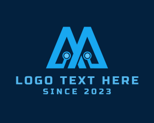 Venture - Tech Circuit Letter M logo design