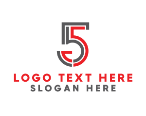 Five - Modern Number 5 Stroke logo design