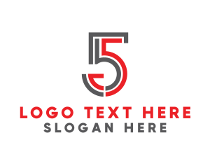 Stroke - Modern Number 5 Stroke logo design