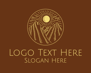 Exploration - Mountain Range Sun logo design