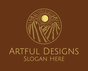 Mountain Range Sun logo design